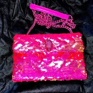 Kurt Geiger Drench Medium Hot Pink Iridescent Sequin Crossbody Kensington Bag